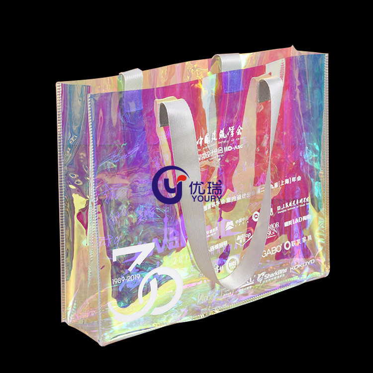 厂家供应 透明PVC镭射手提袋定做 TPU采光膜彩袋子可印l