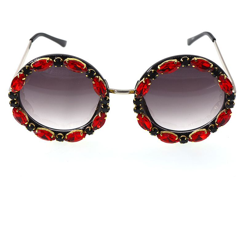 10g Weight Unisex Gender Retro Style Red, Green Color New Sunglasses Korean Diamond Women's Rhinestone Glasses 3