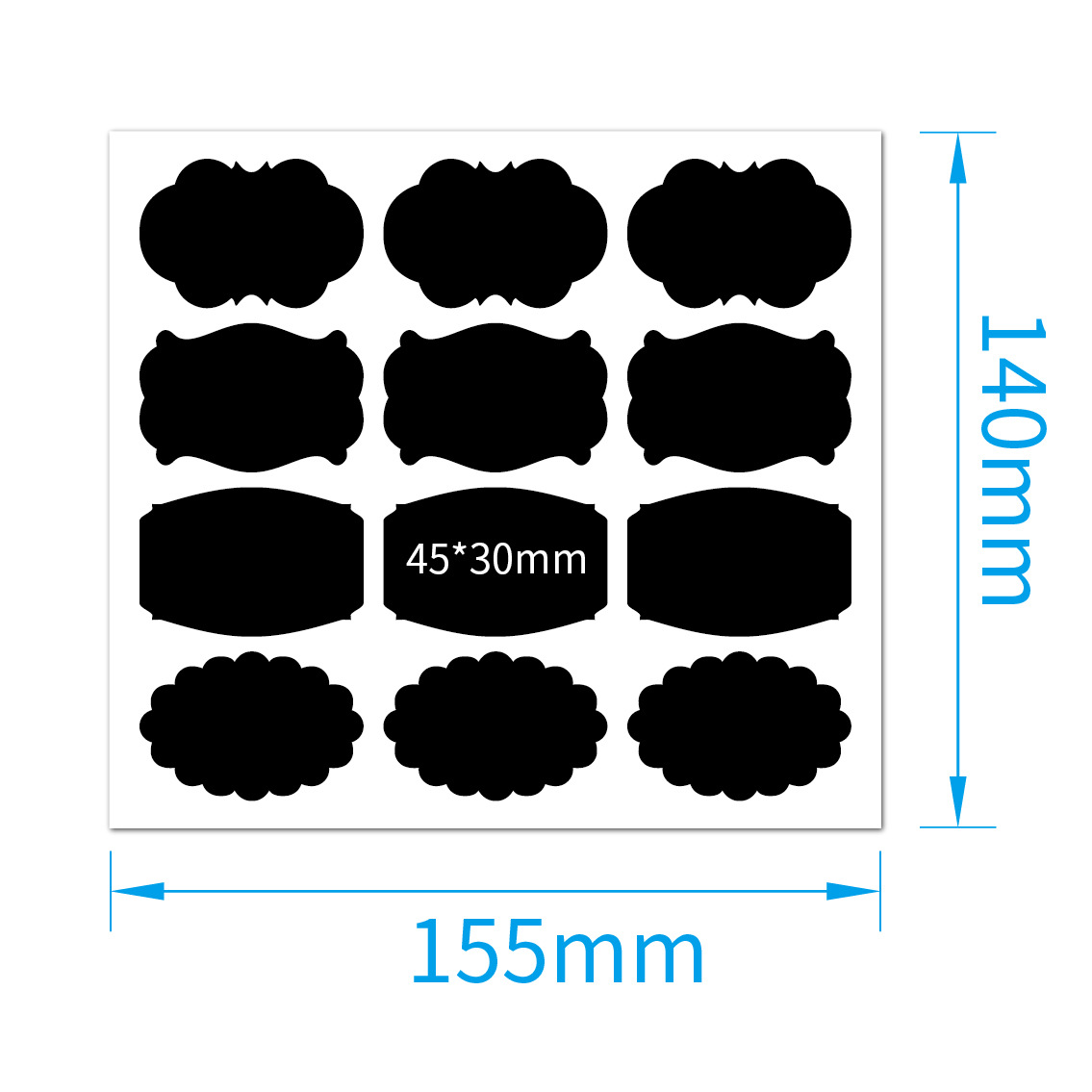 Creative Self-adhesive Label Special-shaped Black Pvc Irregular Stickers display picture 4