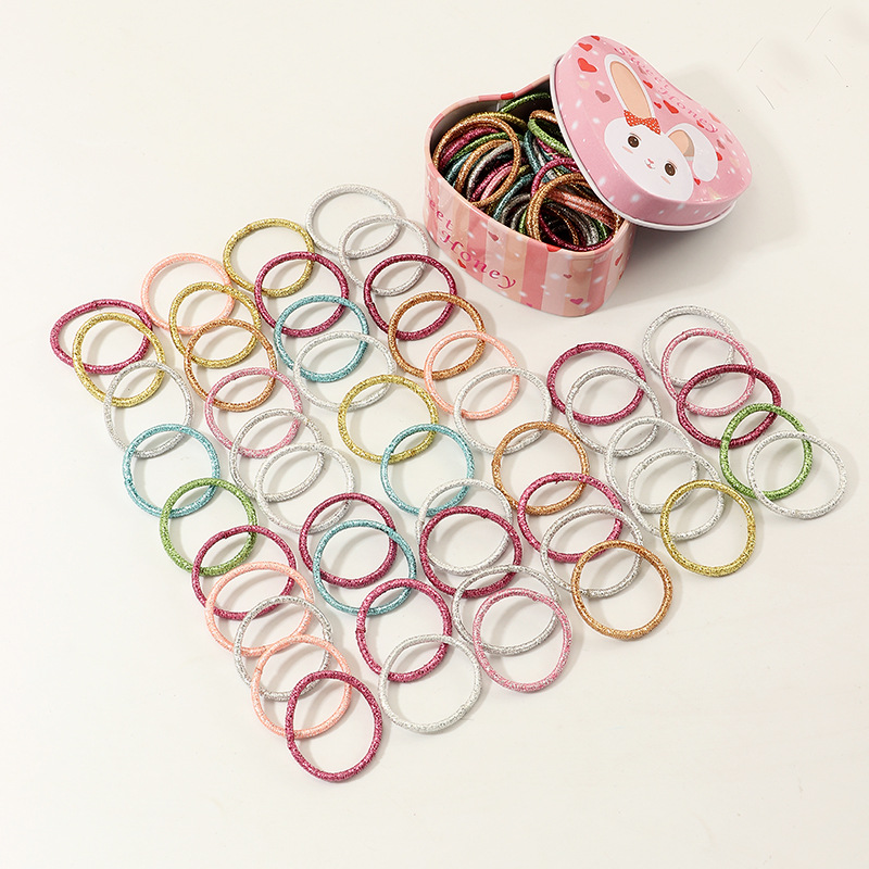 Fashion 50 Colorful Children's Rubber Bands Cute Basic Candy Color Hair Rope Set display picture 1