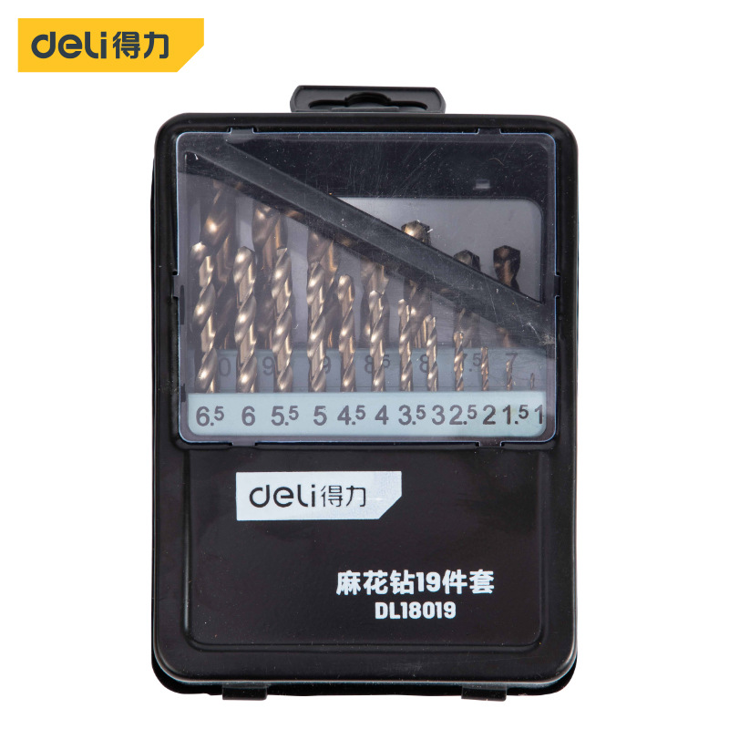 Deli DL18019 twist drill electric drill impact drill combination metal drilling twist drill 19-piece set 1-10mm