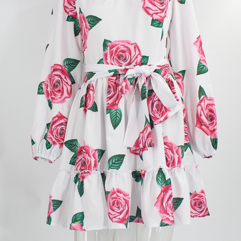 fashion high-neck rose print dress NSYI10487