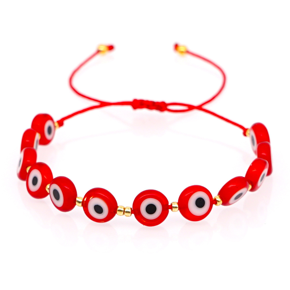 Mode L'oeil Du Diable Verre Tricot Unisexe Bracelets display picture 3