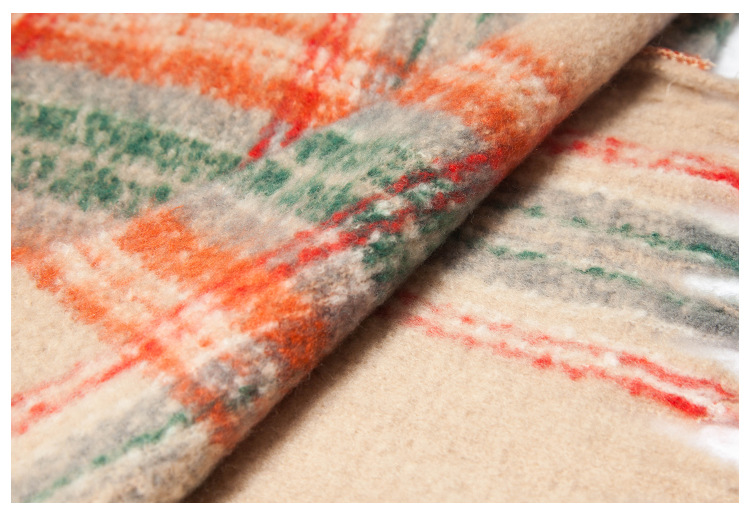Unisex Thickened cape for women with fine check and coarse fringe pullover_voghion.com
