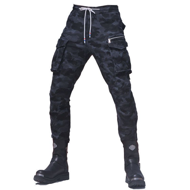 Loong biker motocicleta pantalones cuatro estaciones pantalones casuales Slim negro camuflaje trajes motocicleta pantalones de montar