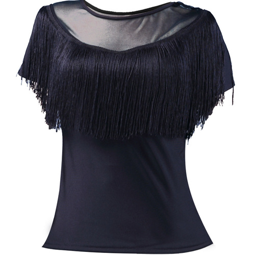 Black red fringe latin ballroom dance tops for women girls  sexy ballroom dance clothes tassels  chacha rumba salsa dance top shirts for female