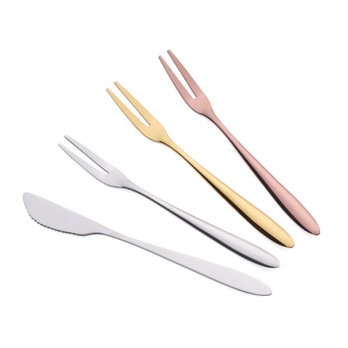Wholesale pointed tail fruit fork, mooncake knife and fork, creative fruit pick dessert cake fork, household stainless steel fruit fork