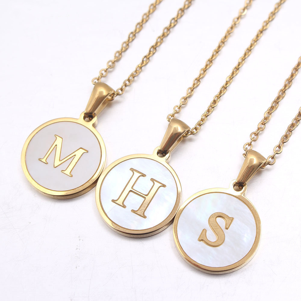 30g Weight Shell Inlay Material Pendant Necklace Classification cable chain Chain Type Daily Occasion Fashion Letter Stainless Steel Plating Shell Pendant Necklace