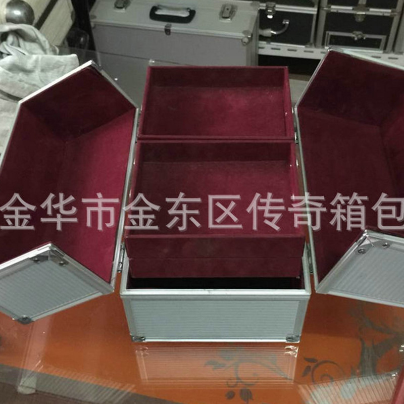 Caja de Maquillaje Portátil de Doble Apertura de Aleación de Aluminio para Almacenamiento Doméstico