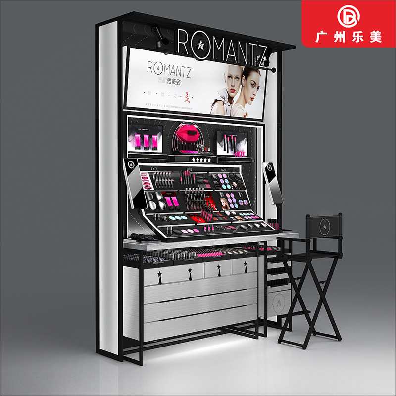专业设计化妆品展示柜轻奢彩妆柜高柜亚克力展台厂家现货免费安装