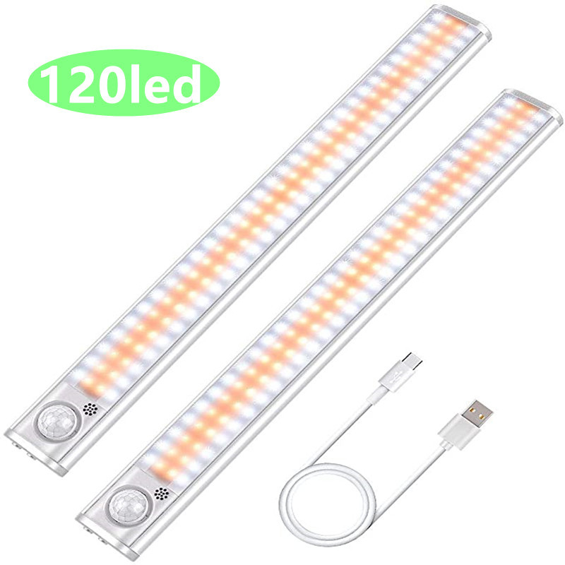 120LED双色感应灯USB充电人体橱柜小夜灯走廊衣柜楼过道灯壁橱灯|ms