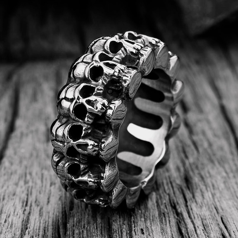 1 Piece Retro Skull Titanium Steel Men's Rings display picture 2