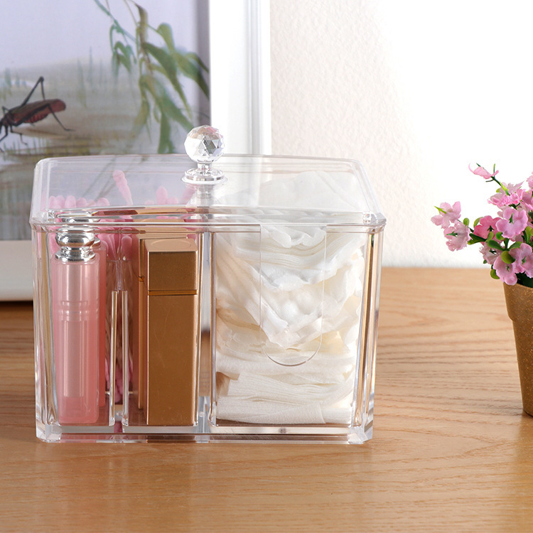 Hisopo de algodón transparente maquillaje algodón limpieza algodón almacenamiento caja de almacenamiento acrílico maquillaje caja de polvo