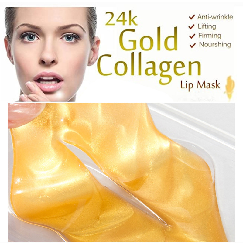 Gold 24K Collagen Lip Mask Crystal Lip Mask Lip Mask Moisturizing Lip Pattern 30 pieces/box