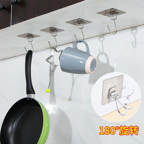 Extra large hook strong hook adhesive nail-free door back clothes hook bathroom kitchen toilet wall wall adhesive hook