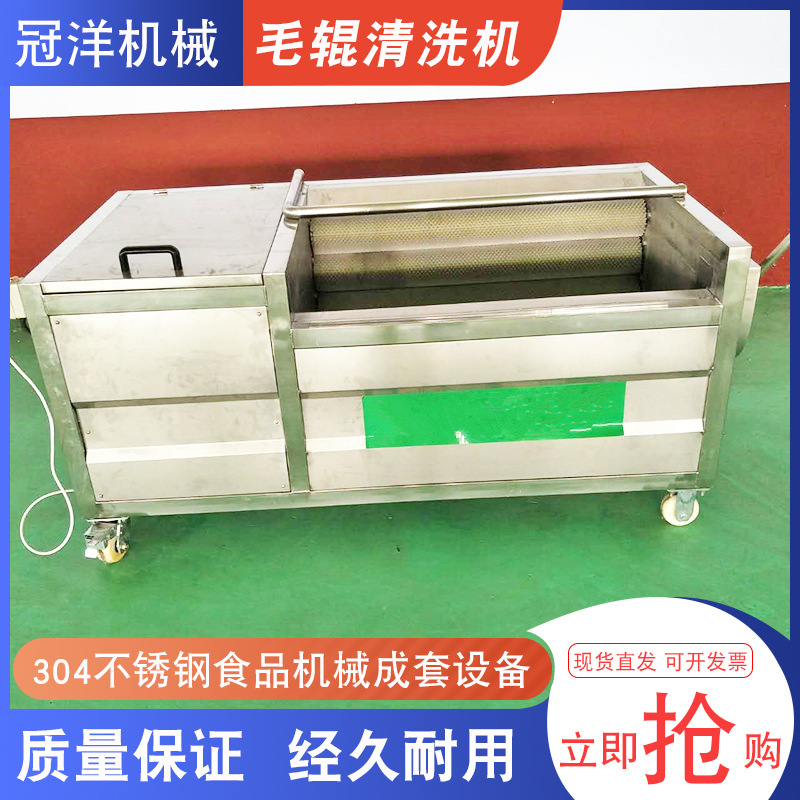 毛桃去毛清洗机 不锈钢全自动毛辊清洗机 根茎类去皮清洗设备