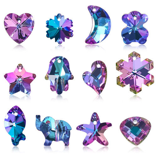 20pcs Snow crystal moon pendant Handmade Necklace DIY Jewelry accessories purple moon personality of creative diy earrings bracelet accessories