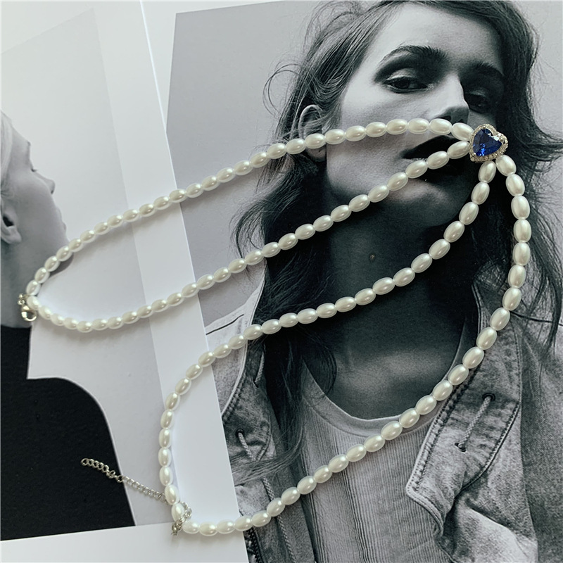 Zircon Love Pearl Necklace Bracelet Super Flash Shell Bead Set Wholesale Nihaojewelry display picture 4