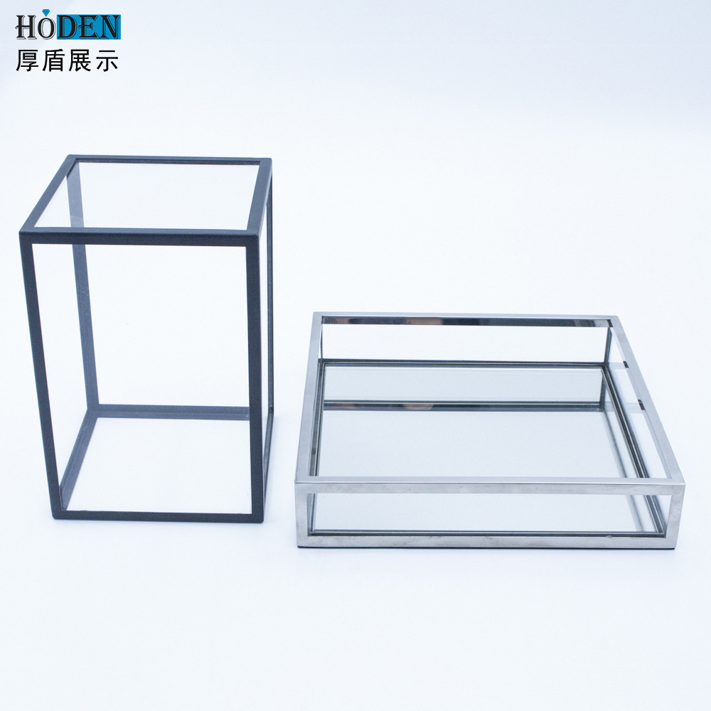 源头厂家不锈钢几何架方框架金属鞋架镂空鞋子陈列架商场陈列道具