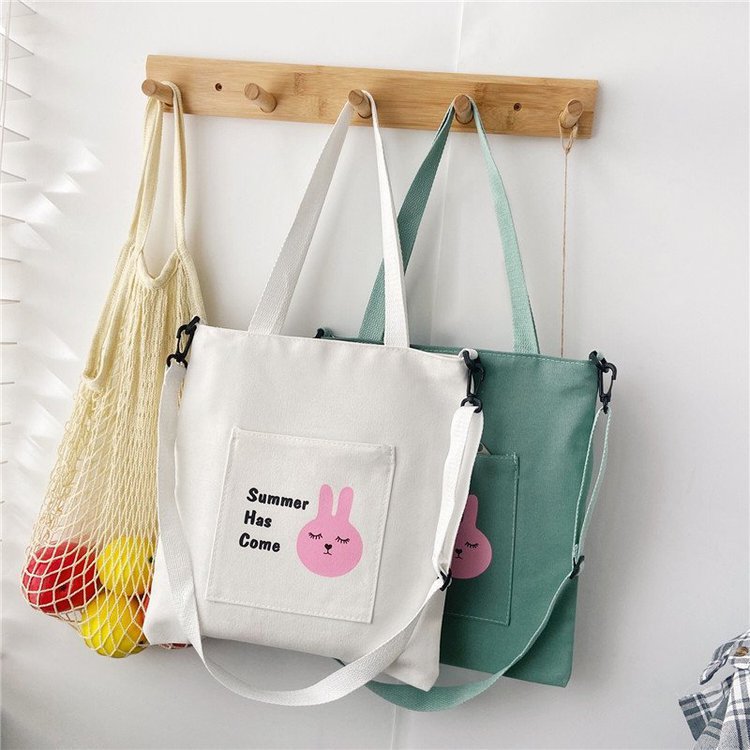 Factory wholesale New cute rabbit letter printing canvas bag large capacity cheap shoulder messenger bag