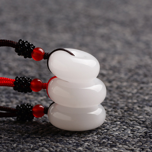 Wholesale Jade Accessories: White Jade Peace Knot Jade Pendant, Xinjiang Hotan Mutton Fat Grade Gold Thread Jade Peace Knot