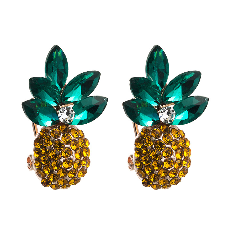 Koreanische Version Der Trend Igen Sommer Frischen All-match-ohrringe Damen Earrings Legierung Mit Farbigen Strass-ananas-ohrringen display picture 9