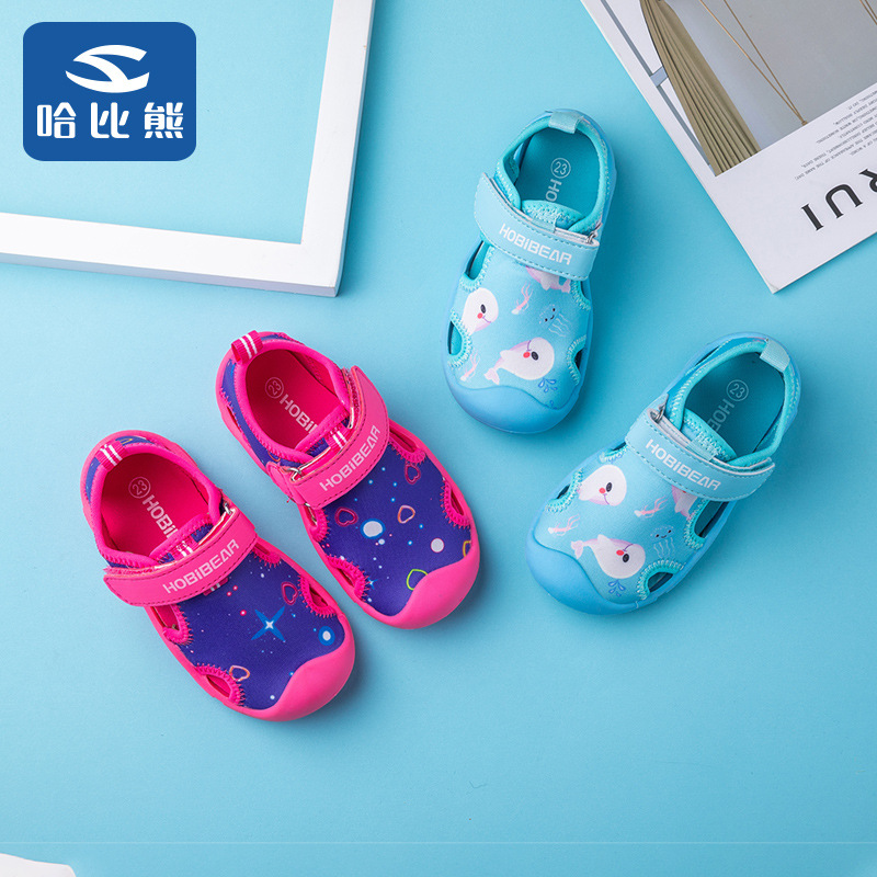 哈比熊童鞋2020夏季新款女童卡通图案软底儿童凉鞋男童包头沙滩鞋