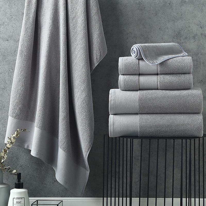 现货供应星级酒店宾馆毛巾浴巾三件套定制logo铂金段绣字印字