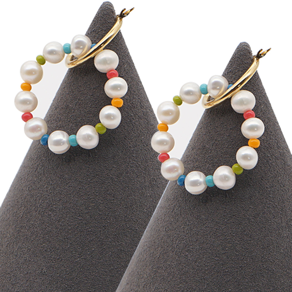 Hot Selling Special-shaped Pearl Rice Bead Earrings display picture 1