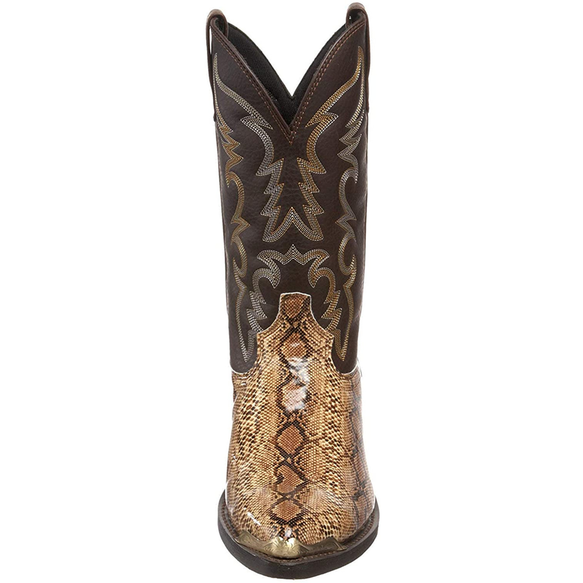 High Heel Iron Head Western Cowboy Boots Couple Men'S And Women'S 38-48 Printed Snake Grain Middle Tube Boots