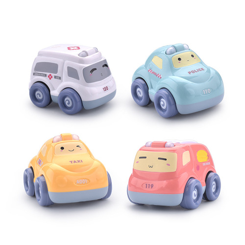 Keyobi's same cartoon car, sound and light puzzle pull-back car set, children's toy car, kindergarten gift