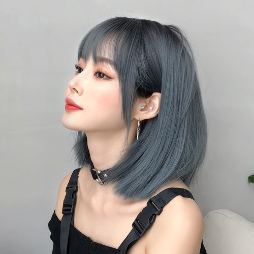 Wig female Japanese air bangs Bobo headgear shoulder length bangs wig headgear