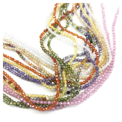 2mm 3mm Colorful Zircon Cut Stone Bead Necklace Earrings Accessory Hairpin Tassel DIY Jewelry Accessories Wholesale