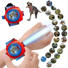Children's cartoon electronic watch with 3D dinosaur 24-image projection, baby fun light-up toy, kindergarten gift