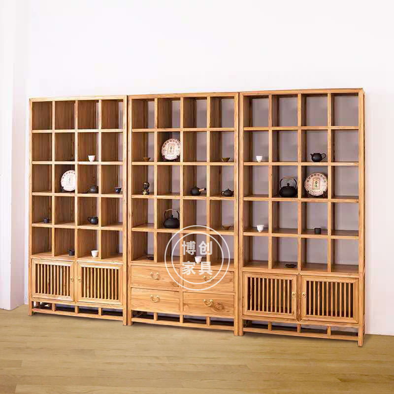 Shelf solid wood Chinese style Tea Tearoom Buddhist mood Display rack Shelf Treasure House a living room partition solid wood furniture