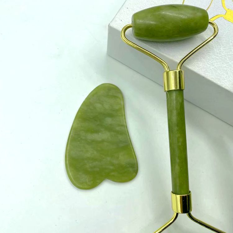 Natural jade beauty device dual-head jade roller face massage complete set beauty device export jade wholesale