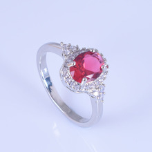 蓝淘 新品欧美时尚 外贸红色锆石戒指双色 戒指女 一件代发