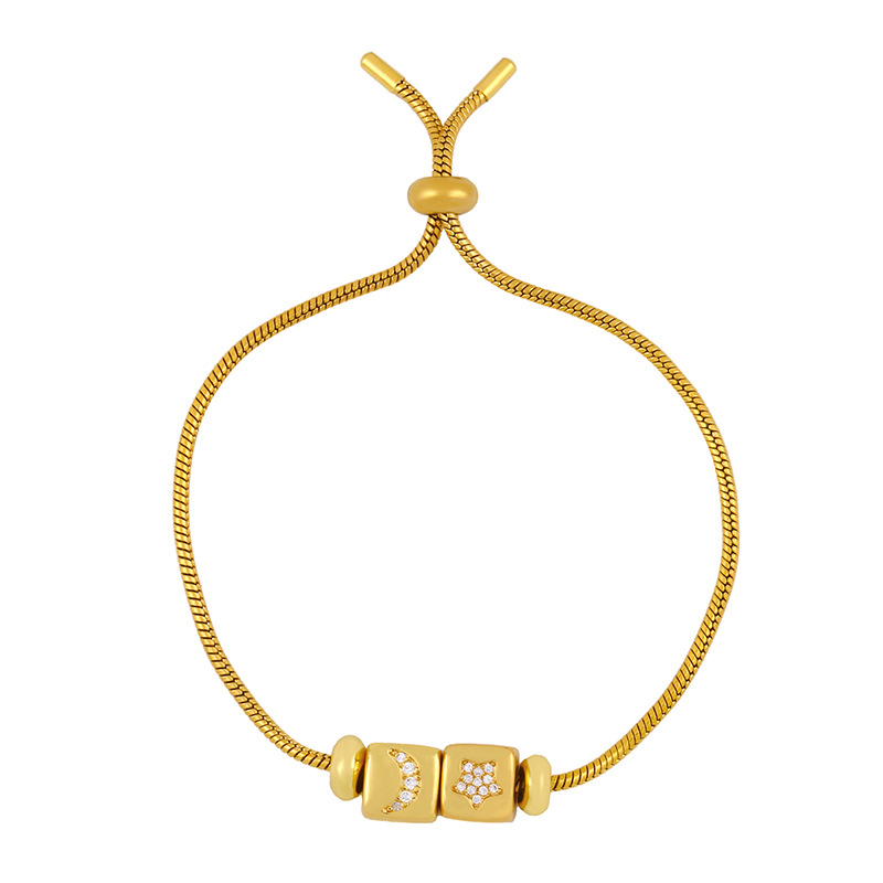 Fashion Letter Copper 18k Gold Plated Artificial Gemstones Bracelets In Bulk display picture 28