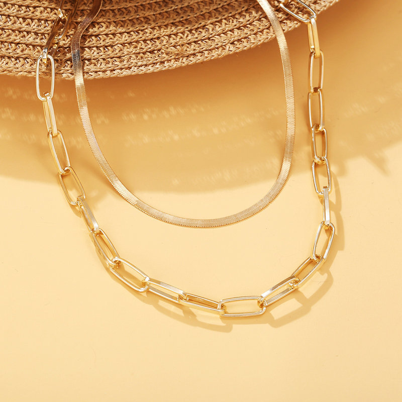 new snake bone thick chain alloy metal multilayer alloy clavicle chain
