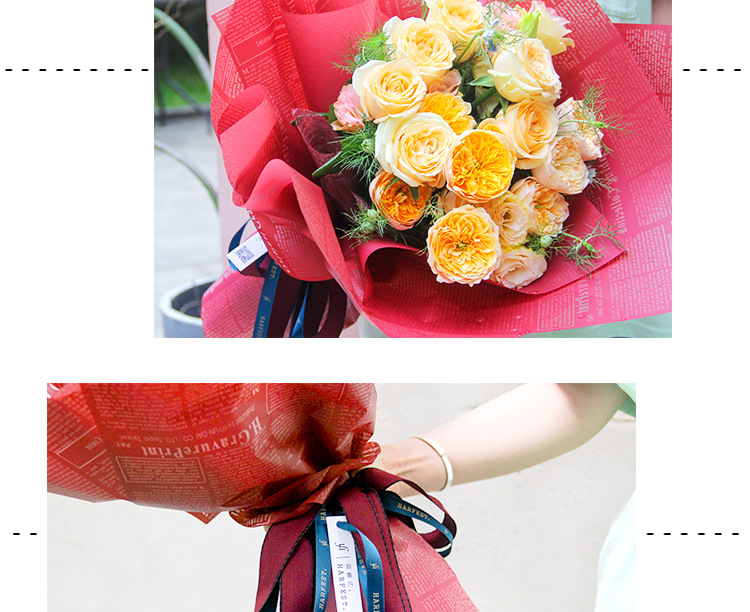 Ruiqu's new English paper flower bouquet wrapping paper with letter printing, wholesale of packaging supplies for flower shops detail image 9