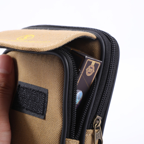 Waist bag men's new zipper canvas bag double-layer mobile phone bag construction site work durable wear belt coin waist bag