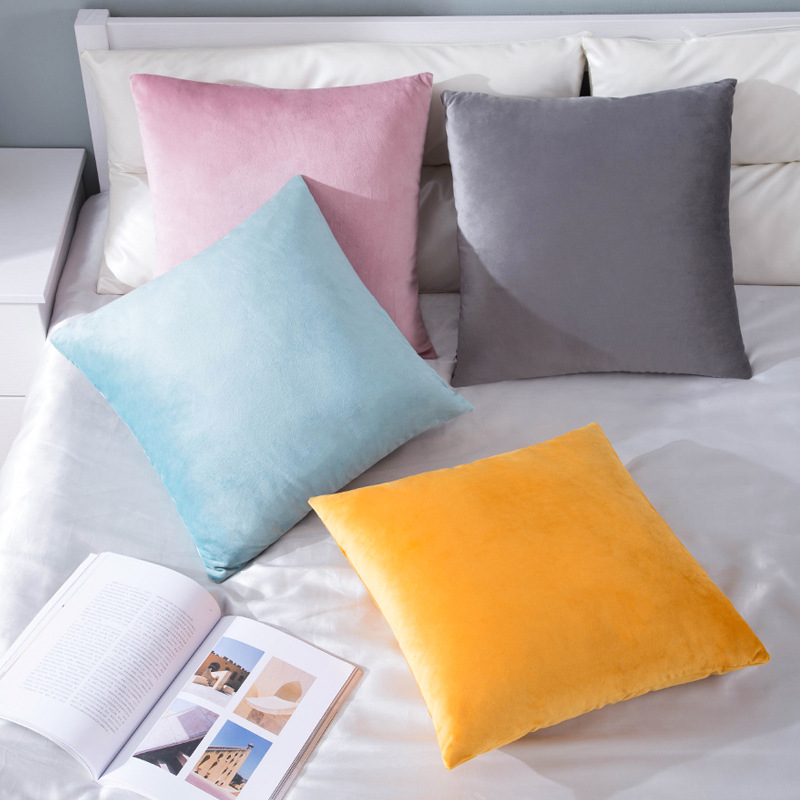 New home velvet sofa pillow case Lisi velvet solid color pillow case bedroom pillow office waist cushion