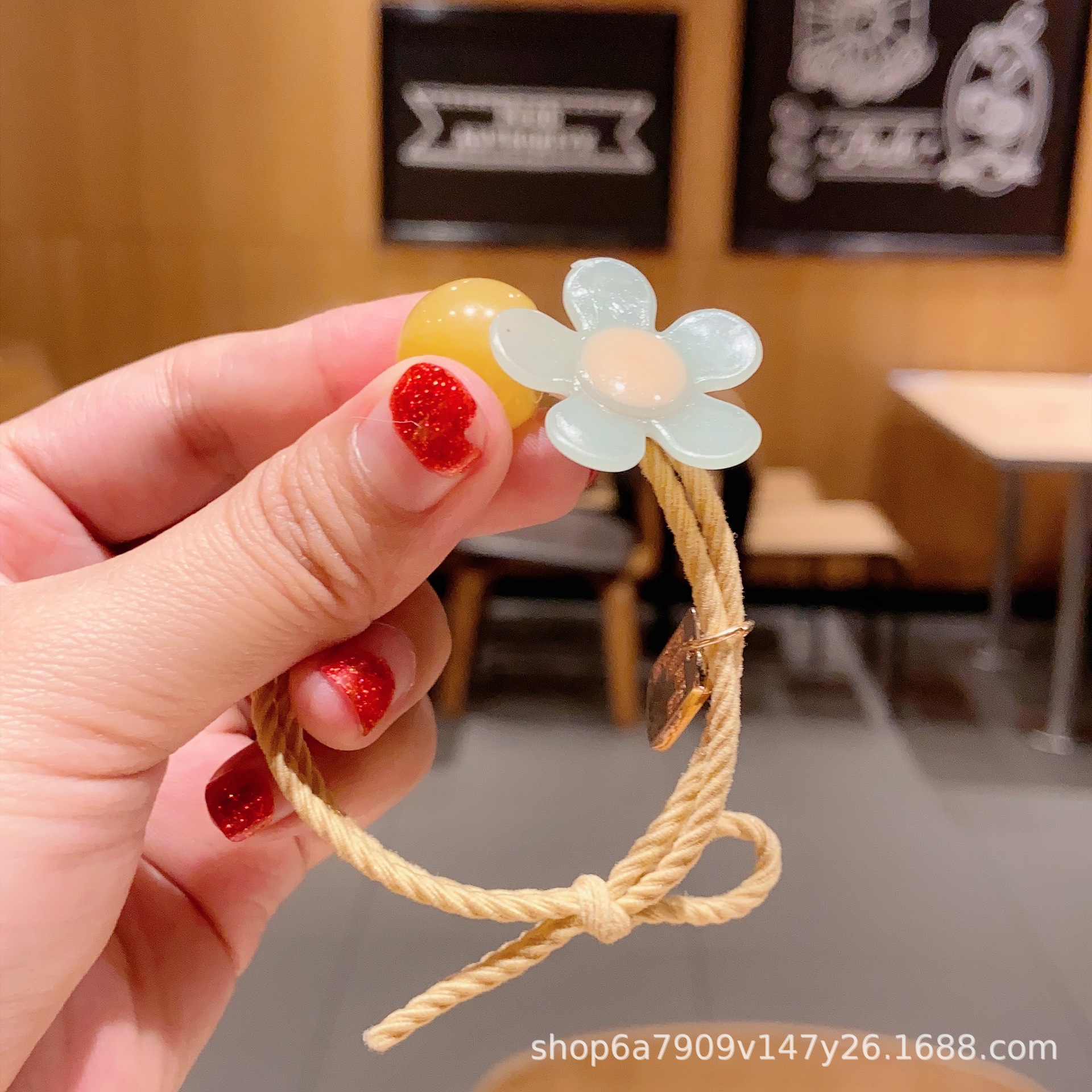 Estilo coreano ~ cuerda de pelo de los niños diosa lazo del pelo banda de goma internet celebridad ins mickey chica cola de caballo tocado flor banda de pelo cuerda de pelo