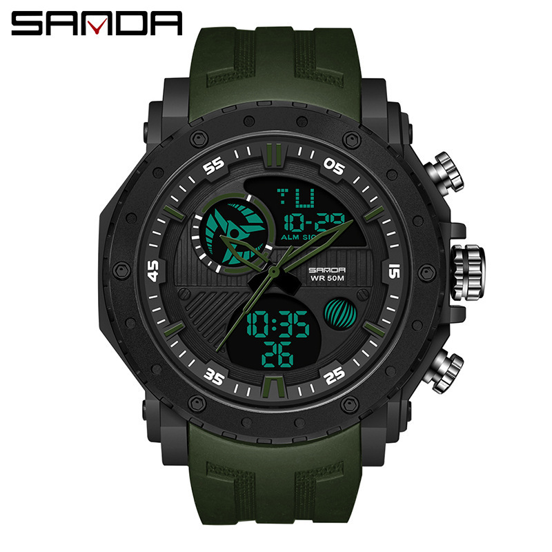 SANDA 6012 multi-funcional a prueba de agua electrónica reloj deportivo fecha estudiante reloj a prueba de agua de moda