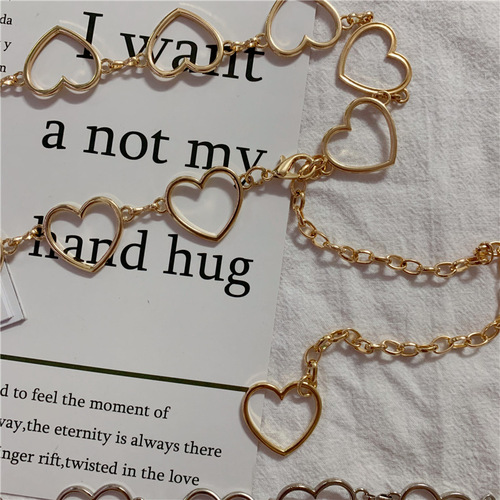 Love Chain Ins Belt for Women, Decorative Dress Belt, Waist Cincher, Compatible with JK Style Skirts, Belt for Body Skirts and Pants, Chain Belt