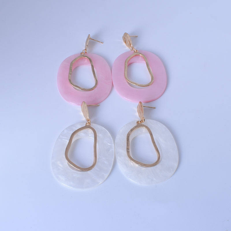 Women'S Gender Plating, Hollow Out Design 1 Pair Casual Simple Style Irregular Oval Plating Hollow Out Arylic Alloy Drop Earrings