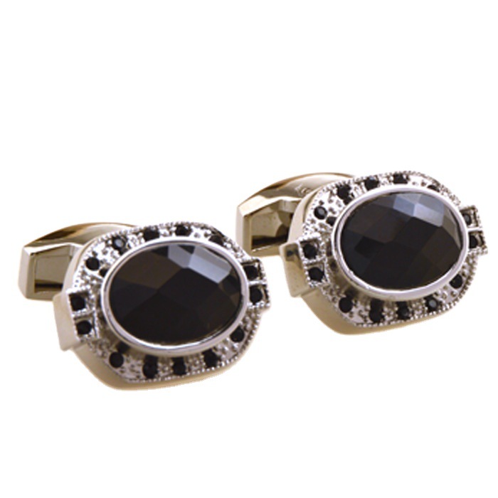 Jiuhui factory green gemstone cufflinks crystal diamond zircon cuff nails French agate cufflinks unisex boutique_voghion.com