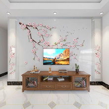 新中式花鸟壁纸客厅沙发电视背景墙3d无缝墙纸大型壁画无纺布墙布