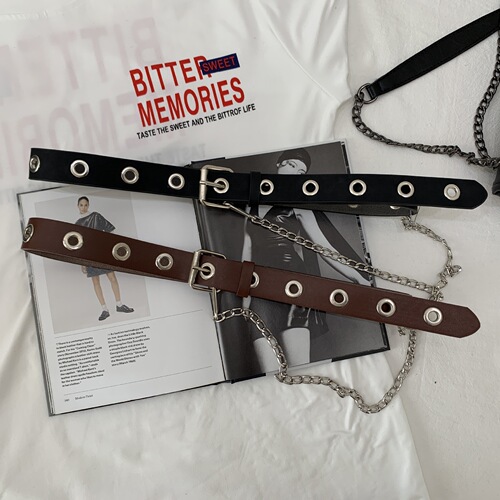 Women's belt fashion trend ring decorative belt chain punk style eye full hole belt