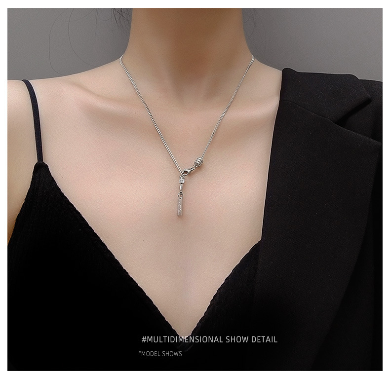 Fashion U-shaped New Accessories Diamond Long Brand Titanium Steel Clavicle Necklace display picture 7